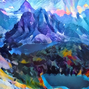 Abstract Landscape - Mountains and lakes