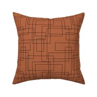 Mid century golden art deco style minimal geometric gold strokes and lines rusty copper brown