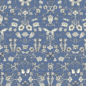Art nouveau wallpaper - blue and white