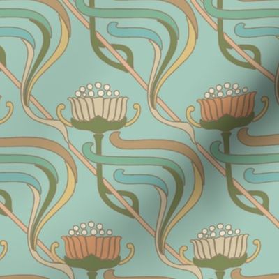 Art Nouveau Floral - Robin's Egg Blue