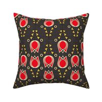 Art Deco Tulips- Red on Linen