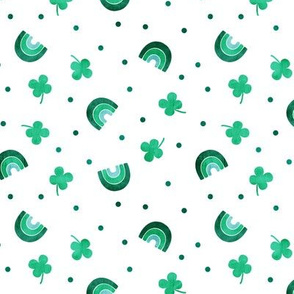 Rainbows and clovers - St Pattys Day - Lucky Rainbows - bright  green - LAD19