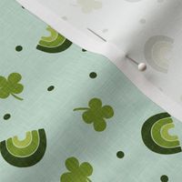 Rainbows and clovers - St Pattys Day - Lucky Rainbows - green on mint - LAD19