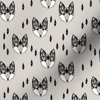 fox head // light grey fox head geometric design boys kids fox head fabric fox head quilt cute fox design original andrea lauren fabric