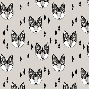 fox head // light grey fox head geometric design boys kids fox head fabric fox head quilt cute fox design original andrea lauren fabric