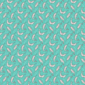 Narwhal  Grey on Green Mint Tiny Small