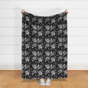 Small Vintage Summer Dark Night Romanticism:  Maximalism Moody Florals- Antiqued Black & White Roses Nostalgic - Gothic Mystic Night-  Antique Botany Wallpaper and Victorian Goth Mystic inspired