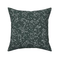 constellations // dark grey charcoal green stars animals kids nursery baby