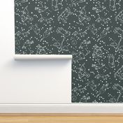 constellations // dark grey charcoal green stars animals kids nursery baby