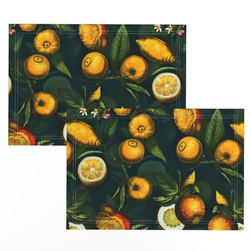 18" Delicious Vintage Citrus Fruit Pattern Teal