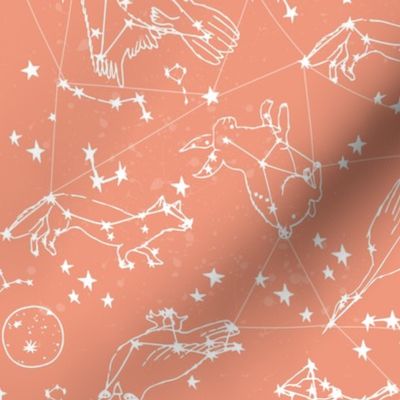 constellations // peach blush kids animals girls nursery baby kids animals moon stars night time