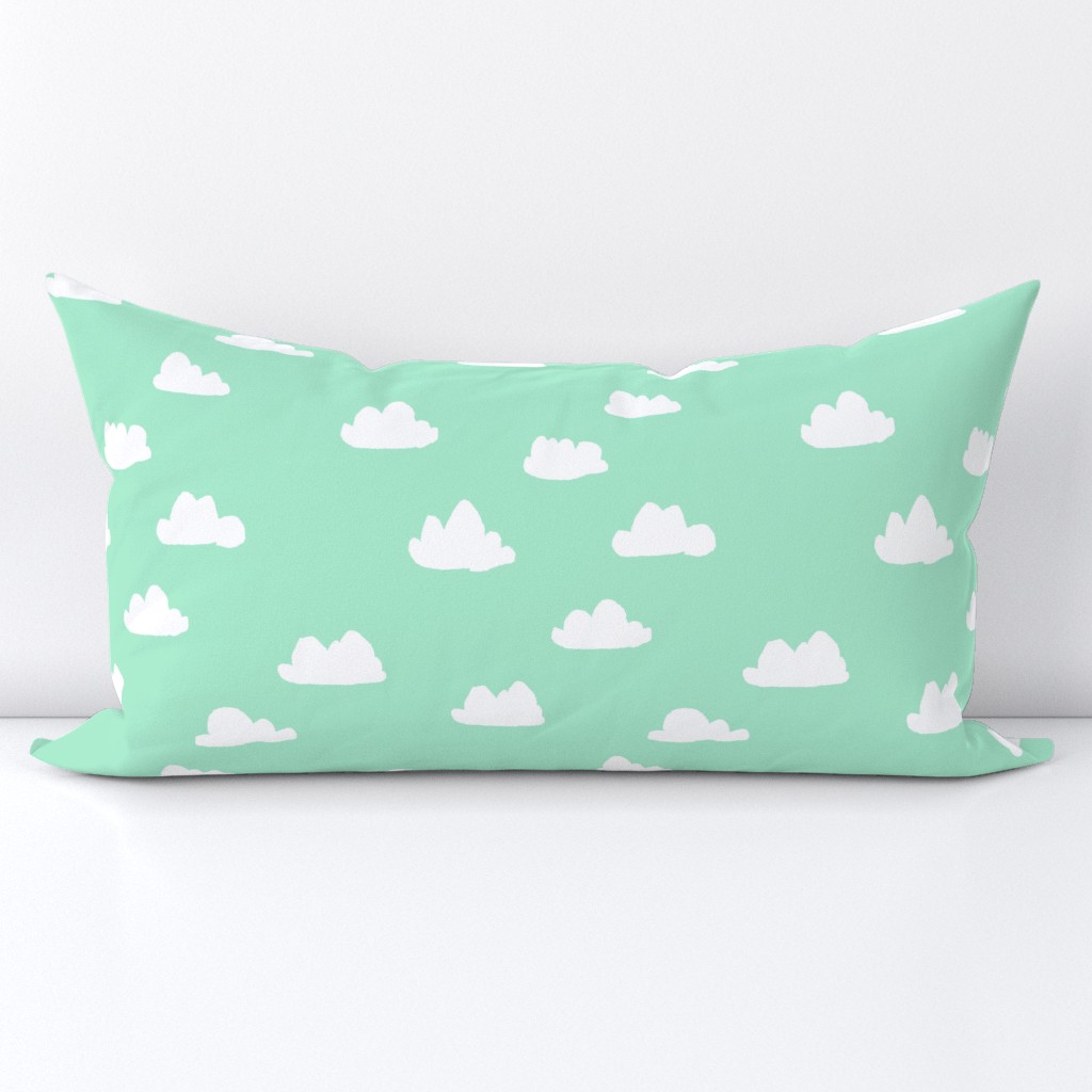 clouds // pistachio pastel green girly print for little girls and baby girls nursery decor and textiles