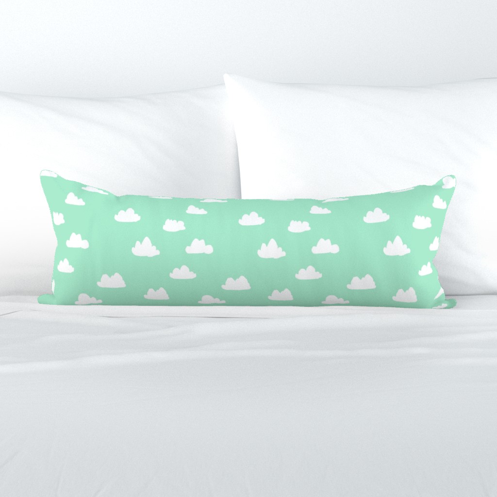 clouds // pistachio pastel green girly print for little girls and baby girls nursery decor and textiles