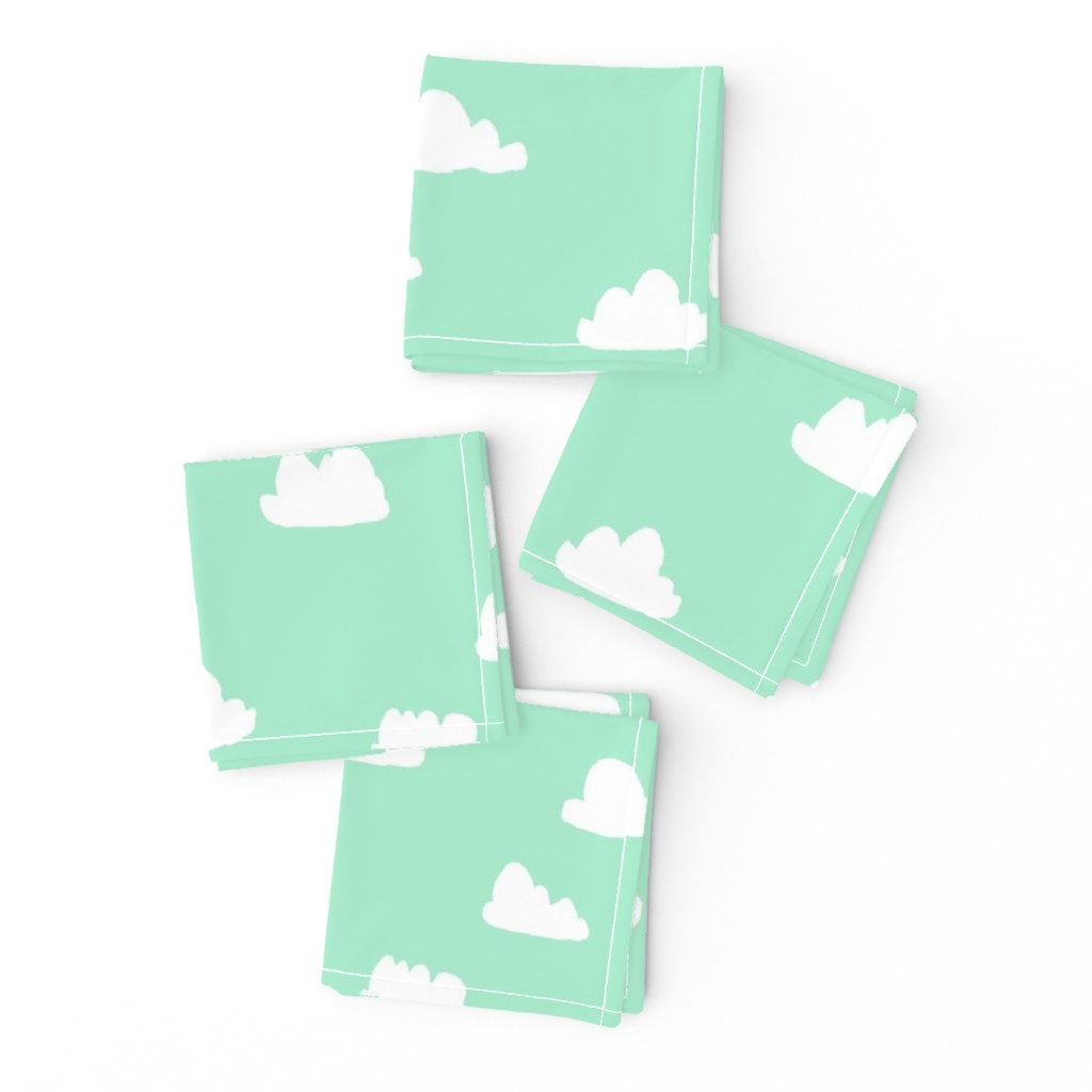 clouds // pistachio pastel green girly print for little girls and baby girls nursery decor and textiles