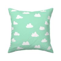 clouds // pistachio pastel green girly print for little girls and baby girls nursery decor and textiles