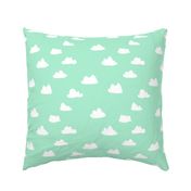 clouds // pistachio pastel green girly print for little girls and baby girls nursery decor and textiles