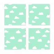 clouds // pistachio pastel green girly print for little girls and baby girls nursery decor and textiles