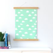 clouds // pistachio pastel green girly print for little girls and baby girls nursery decor and textiles