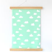 clouds // pistachio pastel green girly print for little girls and baby girls nursery decor and textiles