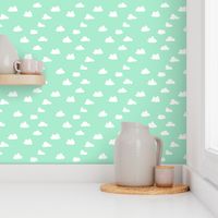 clouds // pistachio pastel green girly print for little girls and baby girls nursery decor and textiles