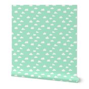 clouds // pistachio pastel green girly print for little girls and baby girls nursery decor and textiles