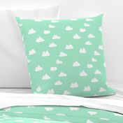 clouds // pistachio pastel green girly print for little girls and baby girls nursery decor and textiles