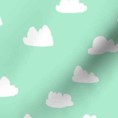 clouds // pistachio pastel green girly print for little girls and baby girls nursery decor and textiles