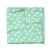 clouds // pistachio pastel green girly print for little girls and baby girls nursery decor and textiles