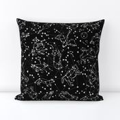 constellations // black and white stars kids nursery baby animals night time sky dreams 