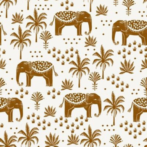 SMALL elephant house - nursery fabric, nursery wallpaper, ginger, earth toned, earth palette - giner