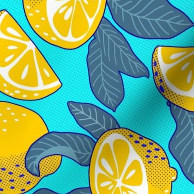 Large scale • Juice Lemons - Lemons Pop Art - light blue