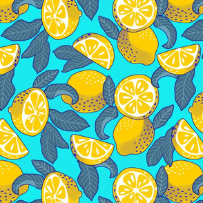 Large scale • Juice Lemons - Lemons Pop Art - light blue