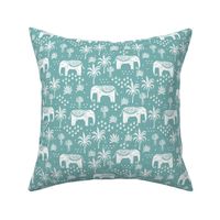 elephant boho fabric - elephant wallpaper, elephant nursery, elephant indie design - blue