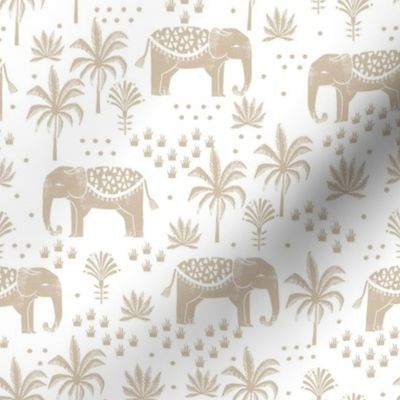 elephant boho fabric - elephant wallpaper, elephant nursery, elephant indie design - tan