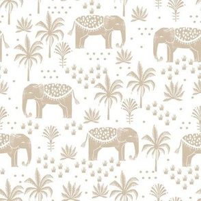 elephant boho fabric - elephant wallpaper, elephant nursery, elephant indie design - tan
