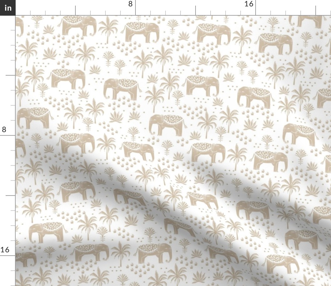 elephant boho fabric - elephant wallpaper, elephant nursery, elephant indie design - tan