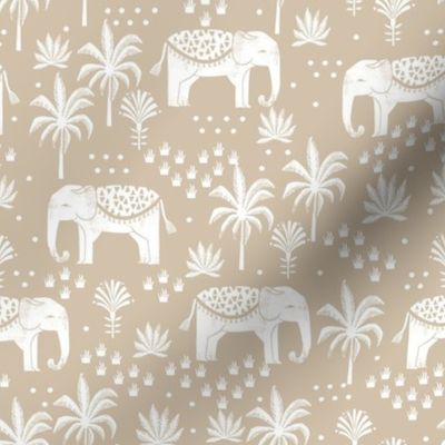elephant boho fabric - elephant wallpaper, elephant nursery, elephant indie design - sand