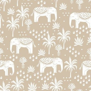 elephant boho fabric - elephant wallpaper, elephant nursery, elephant indie design - sand