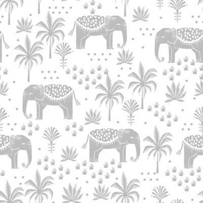 elephant boho fabric - elephant wallpaper, elephant nursery, elephant indie design - grey