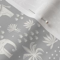 elephant boho fabric - elephant wallpaper, elephant nursery, elephant indie design - grey