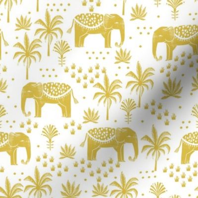 elephant boho fabric - elephant wallpaper, elephant nursery, elephant indie design - mustard 2