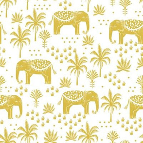 elephant boho fabric - elephant wallpaper, elephant nursery, elephant indie design - mustard 2