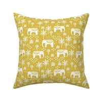 elephant boho fabric - elephant wallpaper, elephant nursery, elephant indie design - mustard