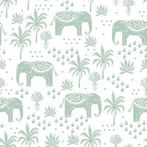 elephant boho fabric - elephant wallpaper, elephant nursery, elephant indie design -mint