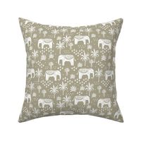 elephant boho fabric - elephant wallpaper, elephant nursery, elephant indie design - sage