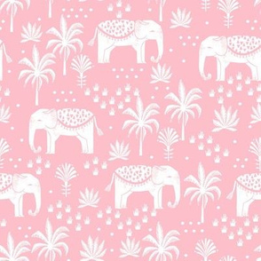 elephant boho fabric - elephant wallpaper, elephant nursery, elephant indie design - pink 2
