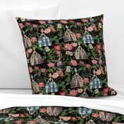 Marie Antoinette in her French Flower Roses Garden Dramatic Glamour black 