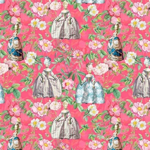 nostalgic  Marie Antoinette in her French Flower Roses Garden Romantism Vintage home decor, antique wallpaper,