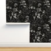 12" Vintage Halloween dark academia Aesthetic Wallpaper: Antique Mystic Horror Spooky  Skulls and Flowers with Goth Fabric, Victorian Pink Witchy Gothic black and white