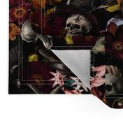 12" Vintage  Girly Gothic Halloween Aesthetic Wallpaper: Antique Mystic Horror Spooky  Skulls and Flowers with Goth Fabric, Victorian Pink Witchy Gothic  Dramatic Glamour black, double layer